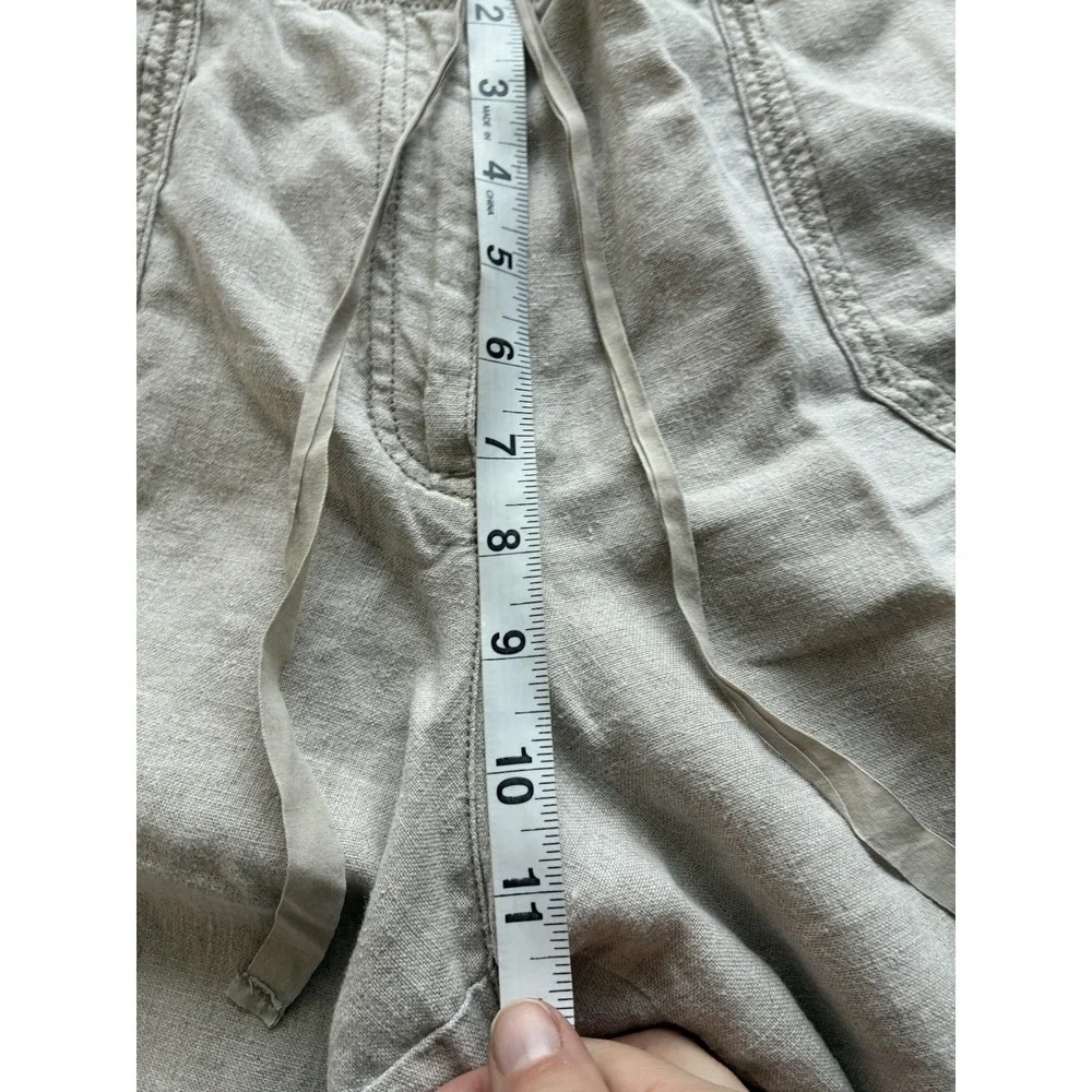 J Jill Wide Leg Pants Sz 16W 100% Linen Tan Lagenlook Beach Pockets‎ Coastal